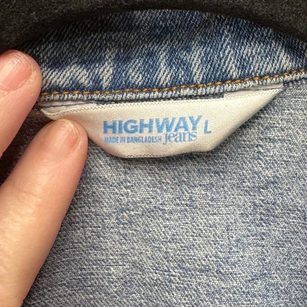 Highway Jeans Distressed Denim Jacket Light Wash Cotton Trucker Womens Large